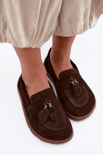 Umelé semišové mokasíny Barefoot Zazoo 10220, čokoládové