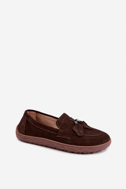 Umelé semišové mokasíny Barefoot Zazoo 10220, čokoládové