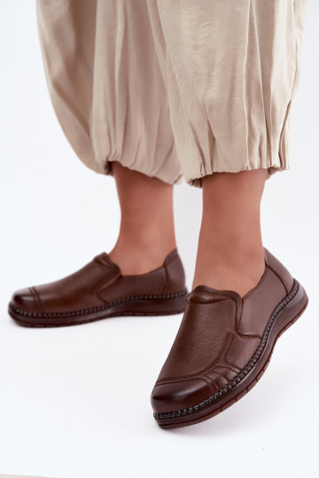 Dámske kožené slip-on topánky Vinceza 107241 v hnedej farbe 2