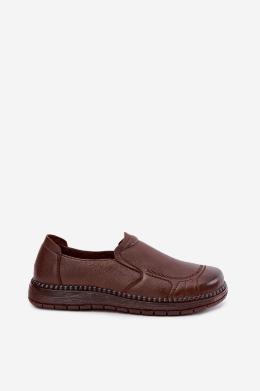 Dámske kožené slip-on topánky Vinceza 107241 v hnedej farbe