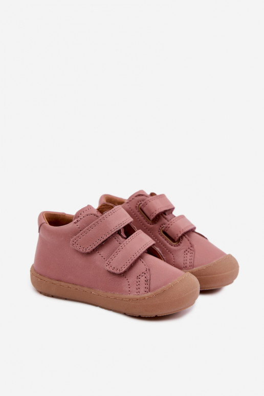 Tmavoružové detské kožené topánky Barefoot Froddo G2130328-6