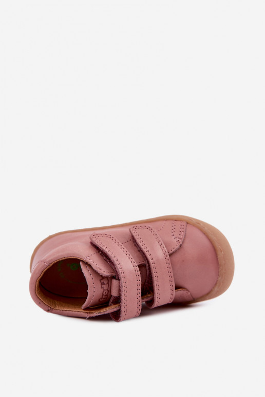 Tmavoružové detské kožené topánky Barefoot Froddo G2130328-6