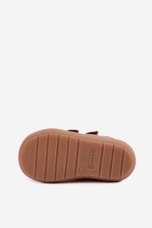 Tmavoružové detské kožené topánky Barefoot Froddo G2130328-6
