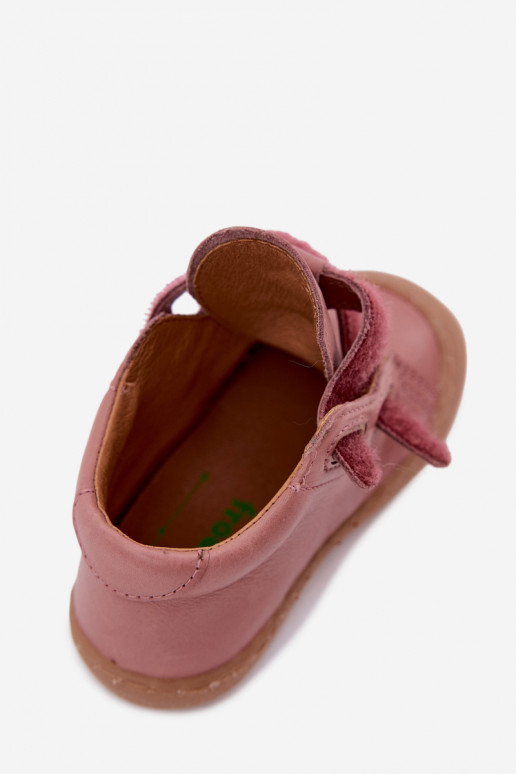 Tmavoružové detské kožené topánky Barefoot Froddo G2130328-6