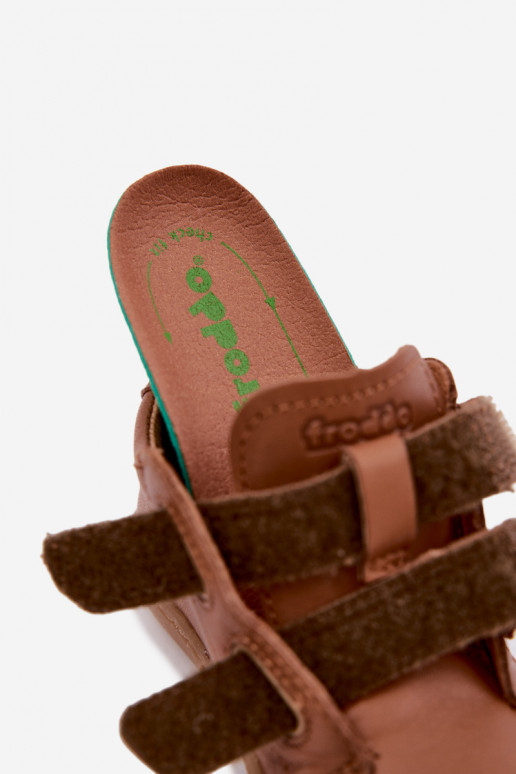 Hnedé detské kožené topánky Barefoot Froddo G2130328-2