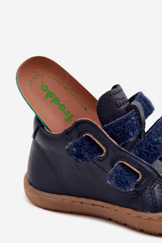 Tmavomodré detské kožené topánky Barefoot Froddo G2130328