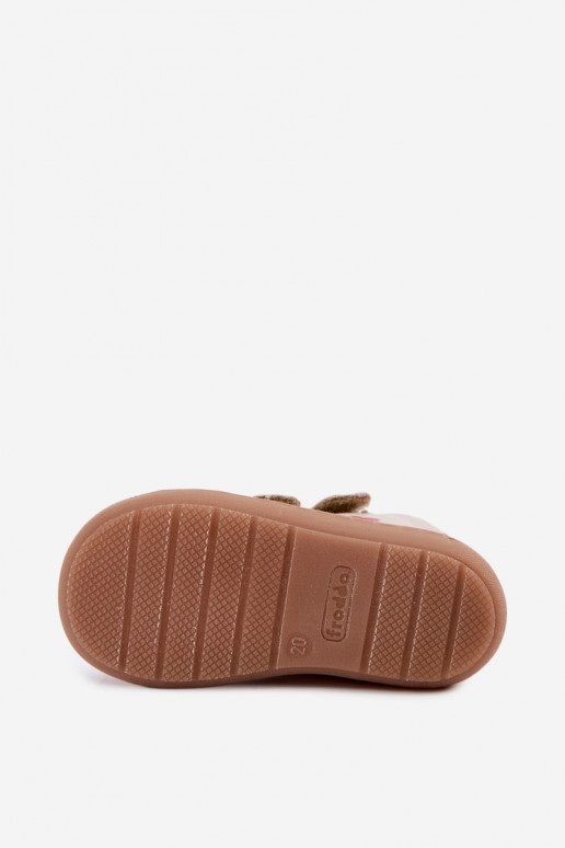 Pieskové detské kožené topánky Barefoot Froddo G2130328-64
