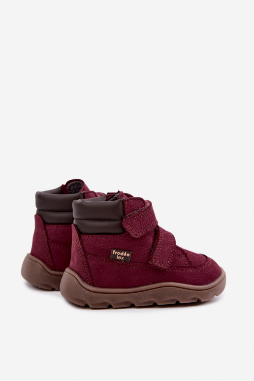 Bordové detské kožené topánky Barefoot Froddo G2110150-9