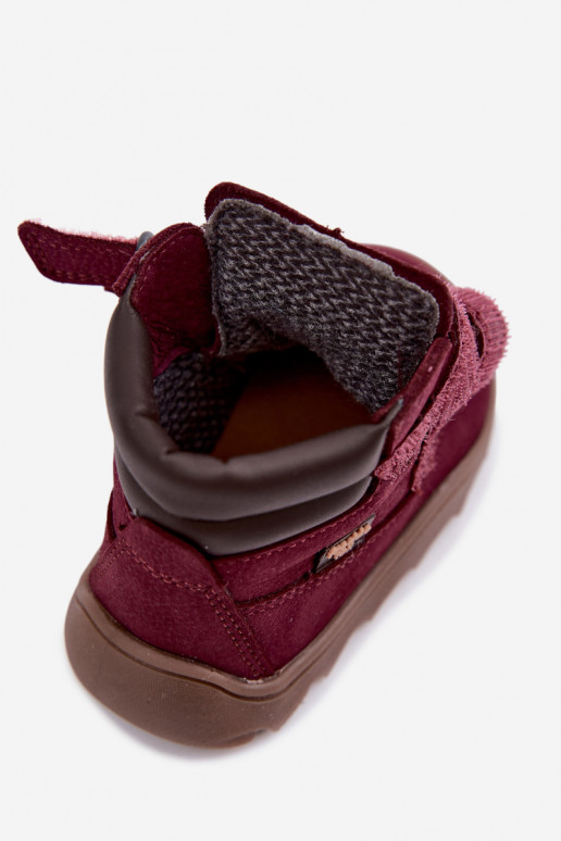 Bordové detské kožené topánky Barefoot Froddo G2110150-9