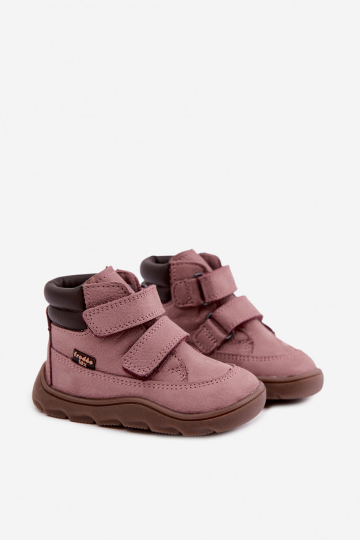 Ružové detské kožené topánky Barefoot Froddo G2110150-5