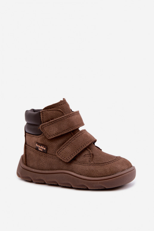 Hnedé detské kožené topánky Barefoot Froddo G2110150-13