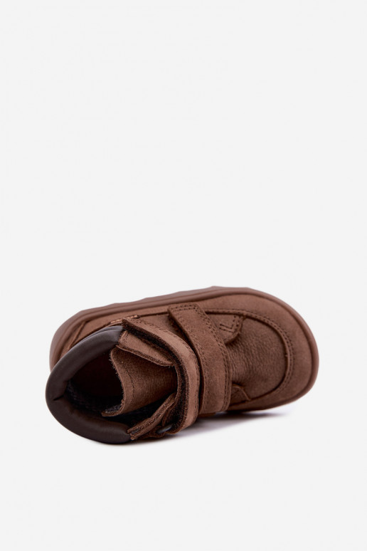 Hnedé detské kožené topánky Barefoot Froddo G2110150-13