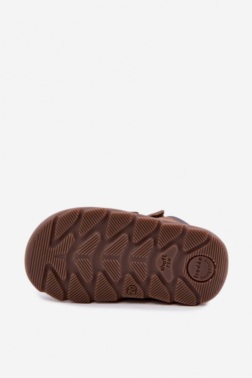 Hnedé detské kožené topánky Barefoot Froddo G2110150-13