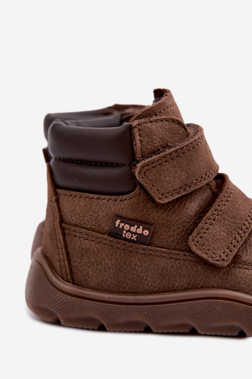 Hnedé detské kožené topánky Barefoot Froddo G2110150-13