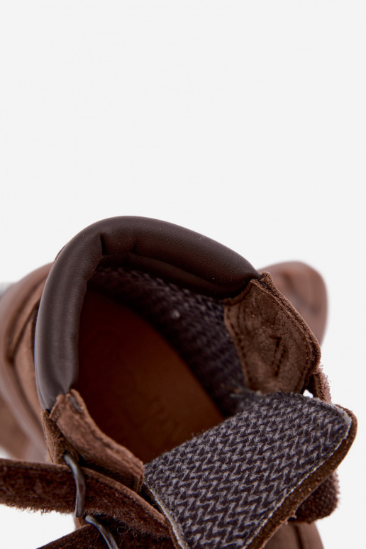 Hnedé detské kožené topánky Barefoot Froddo G2110150-13