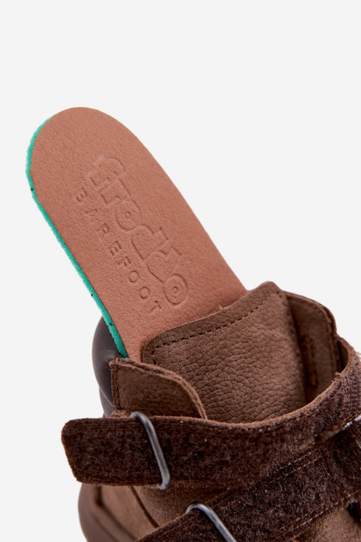 Hnedé detské kožené topánky Barefoot Froddo G2110150-13