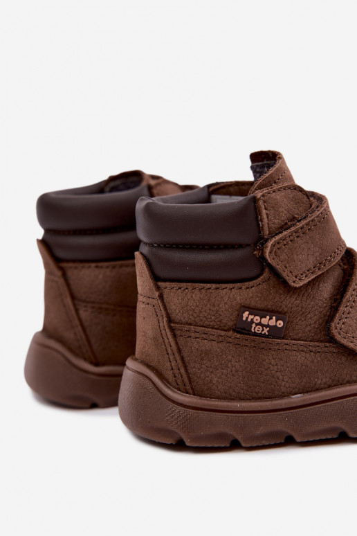 Hnedé detské kožené topánky Barefoot Froddo G2110150-13