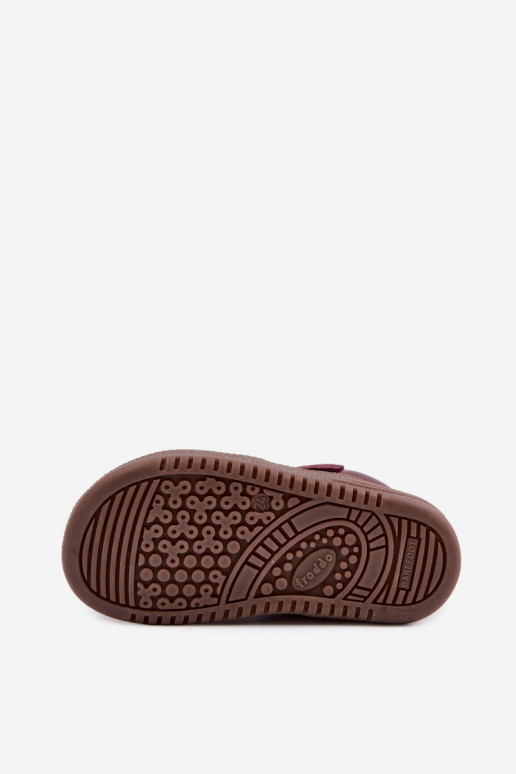 Bordové detské semišové topánky Barefoot Froddo G2110157-4
