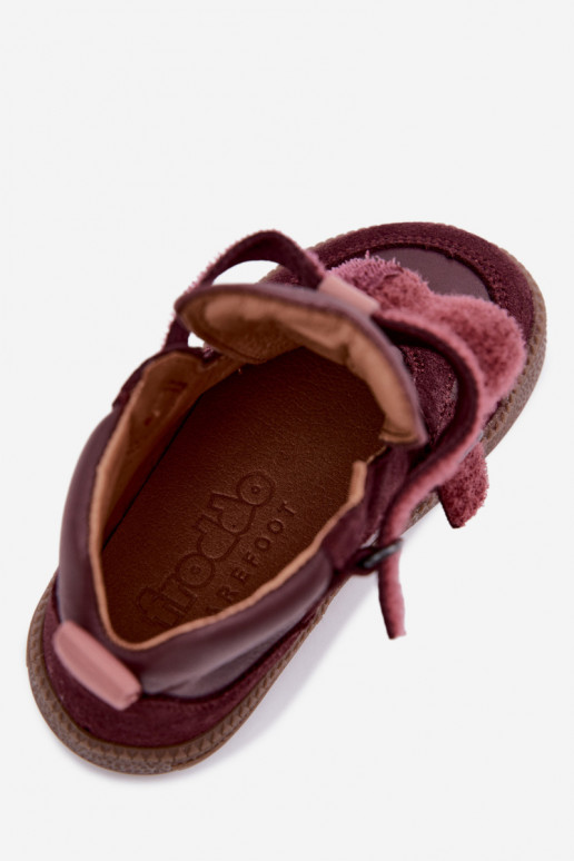 Bordové detské semišové topánky Barefoot Froddo G2110157-4