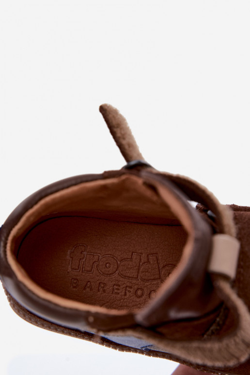 Hnedé detské semišové topánky Barefoot Froddo G2110157-1