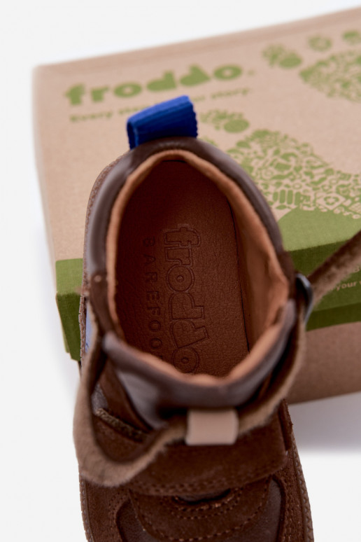 Hnedé detské semišové topánky Barefoot Froddo G2110157-1