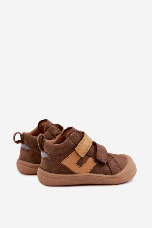 Hnedé detské kožené topánky Barefoot Froddo G2130380-2