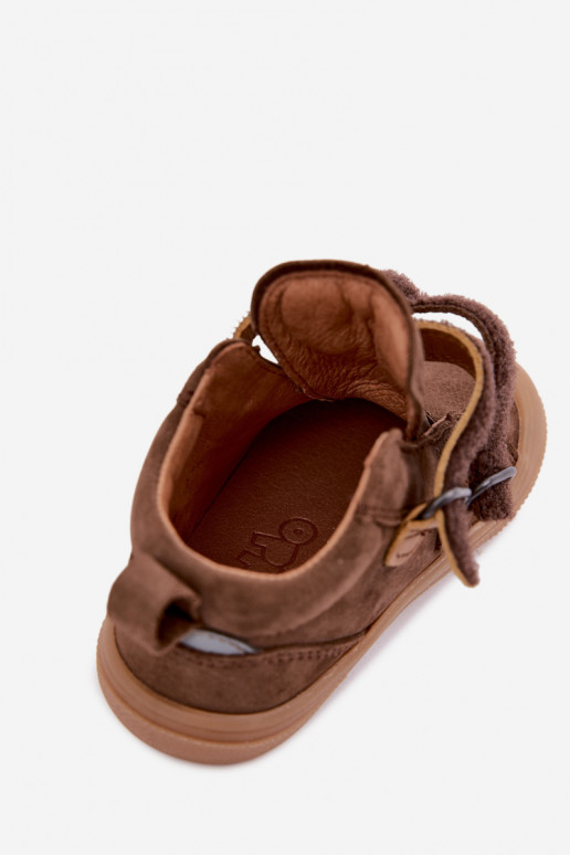 Hnedé detské kožené topánky Barefoot Froddo G2130380-2