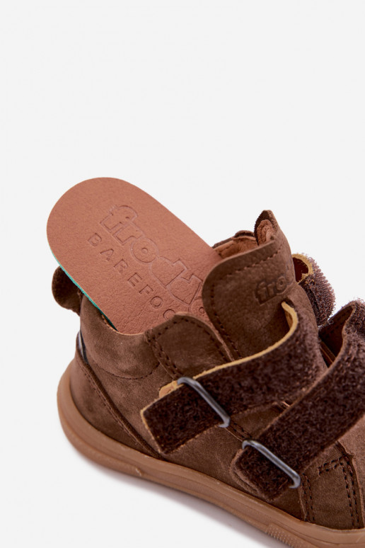 Hnedé detské kožené topánky Barefoot Froddo G2130380-2