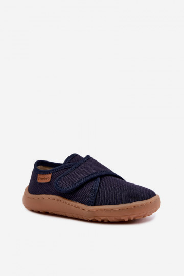 Detské papuče pre chlapcov s lepkavými zapínaniami Barefoot Froddo G1700438 v tmavomodrej