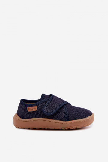 Detské papuče pre chlapcov s lepkavými zapínaniami Barefoot Froddo G1700438 v tmavomodrej 2