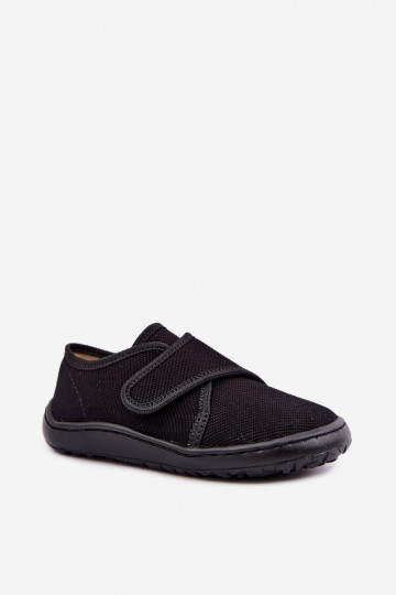 Detské papuče pre chlapcov s lepkavými zapínaniami Barefoot Froddo G1700438-15 v čiernej