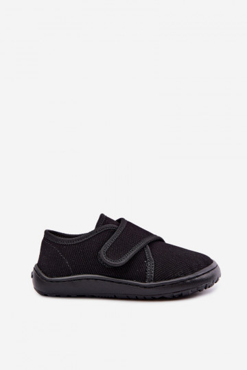 Detské papuče pre chlapcov s lepkavými zapínaniami Barefoot Froddo G1700438-15 v čiernej 2