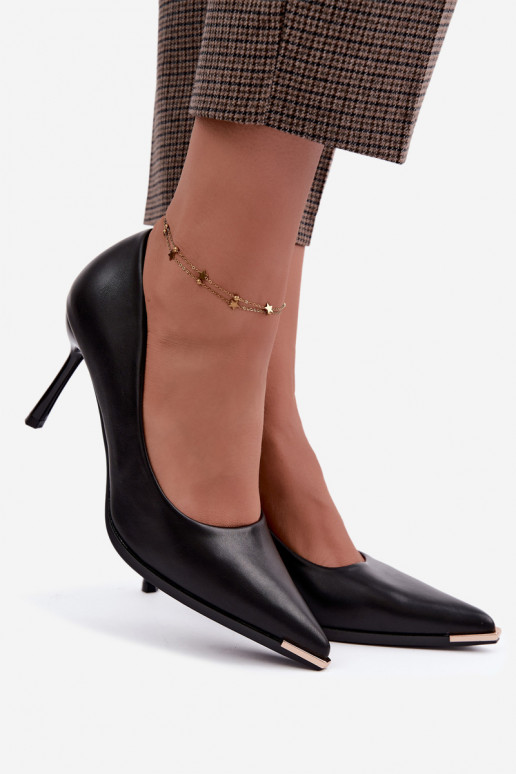 Čierne vysoké podpätky z umelej kože INarelia