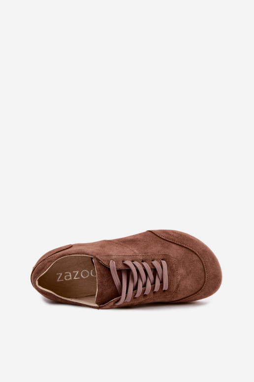 Barefoot tenisky z umelej zamše v hnedej farbe Zazoo N1422