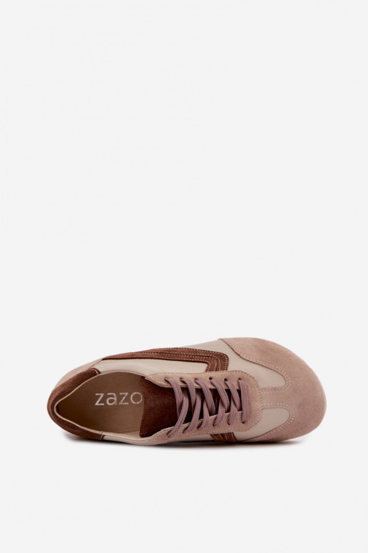 Barefoot tenisky z umelej zamše v pieskovej farbe Zazoo N1400