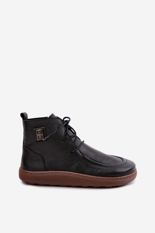 Dámske teplé topánky Barefoot Zazoo 3077 v čiernej farbe