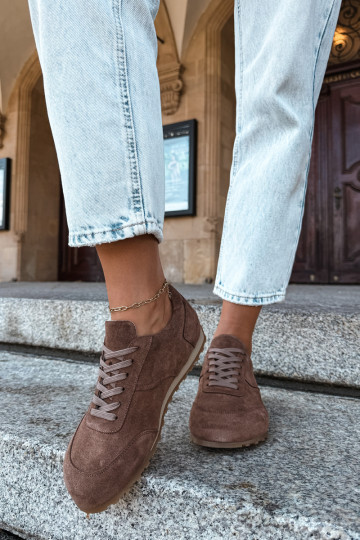 Barefoot tenisky z umelej zamše v hnedej farbe Zazoo N1422