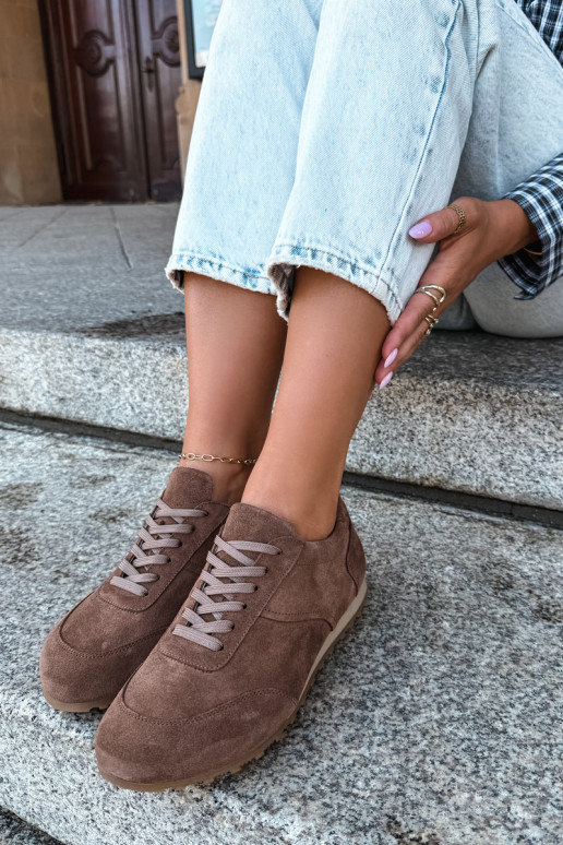 Barefoot tenisky z umelej zamše v hnedej farbe Zazoo N1422