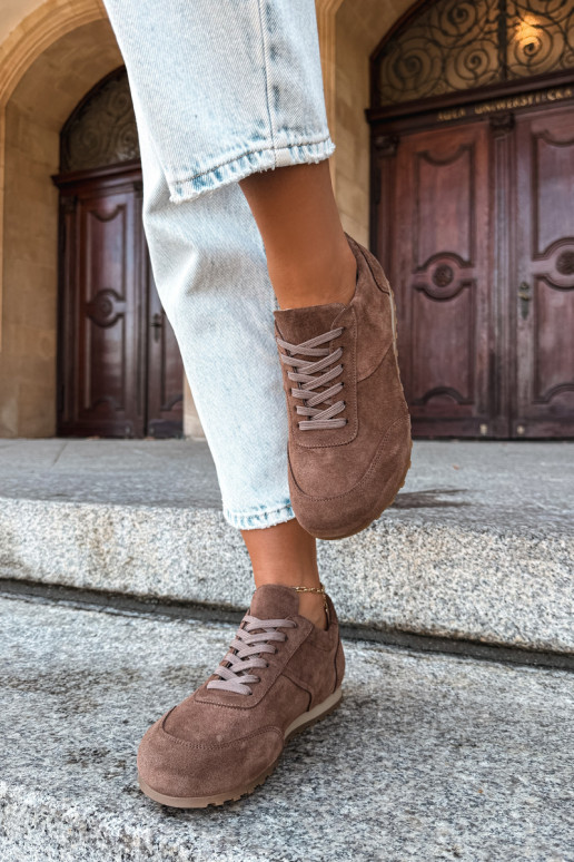 Barefoot tenisky z umelej zamše v hnedej farbe Zazoo N1422