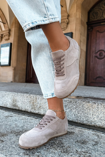 Barefoot tenisky z umelej zamše v pieskovej farbe Zazoo N1422