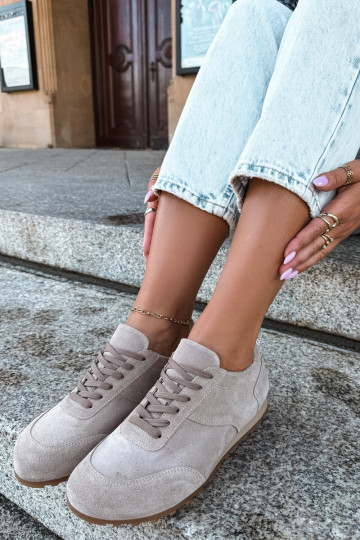 Barefoot tenisky z umelej zamše v pieskovej farbe Zazoo N1422 2