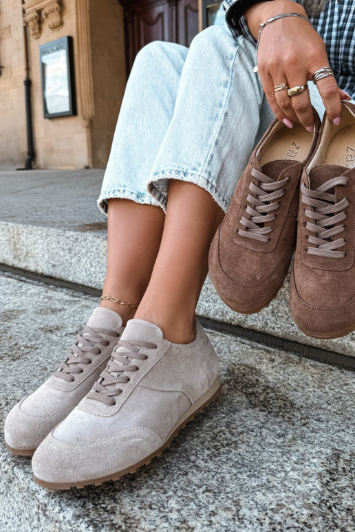 Barefoot tenisky z umelej zamše v pieskovej farbe Zazoo N1422