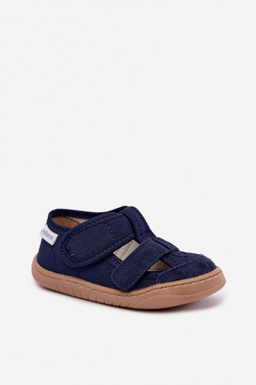 Detské šľapky Barefoot Milami v tmavomodrej Lumi
