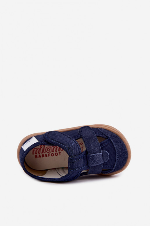 Detské šľapky Barefoot Milami v tmavomodrej Lumi
