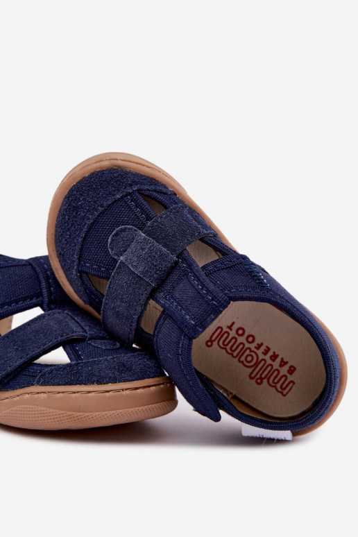 Detské šľapky Barefoot Milami v tmavomodrej Lumi