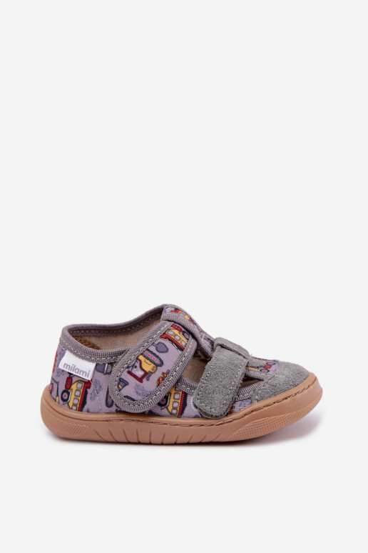 Detské šľapky Barefoot Milami v šedej Lumi