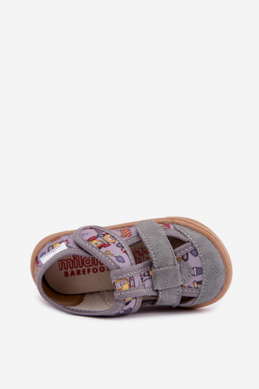 Detské šľapky Barefoot Milami v šedej Lumi