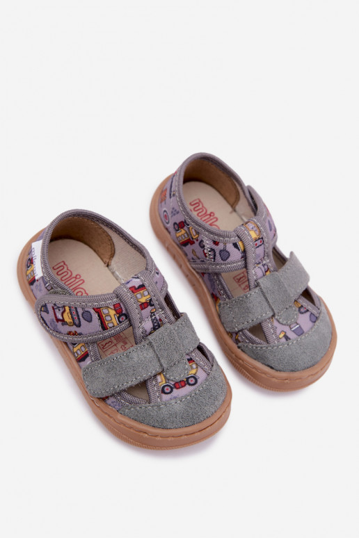 Detské šľapky Barefoot Milami v šedej Lumi
