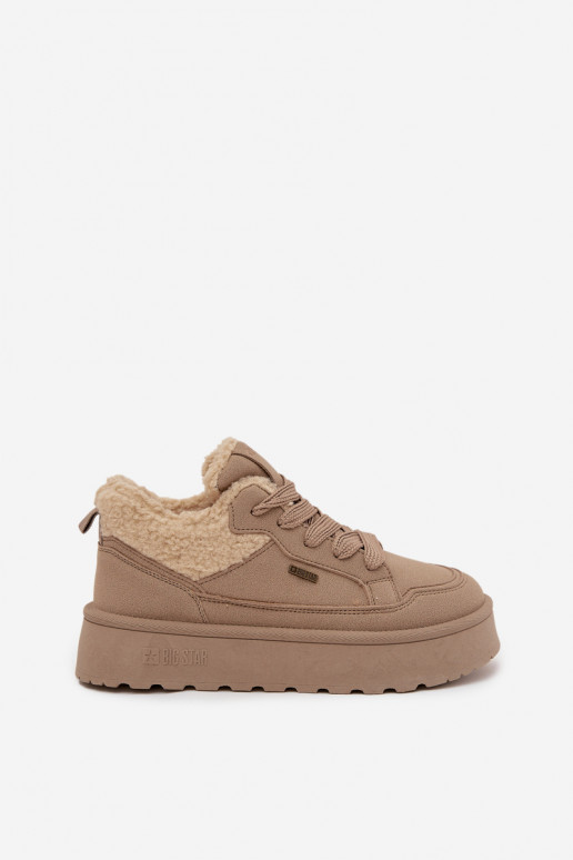 Dámske snehule s platformou a kožušinou Big Star SS274105 piesková farba