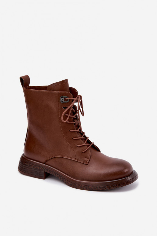 Zateplené kožené členkové topánky Tai turiciejka K7751-29 v hnedej farbe